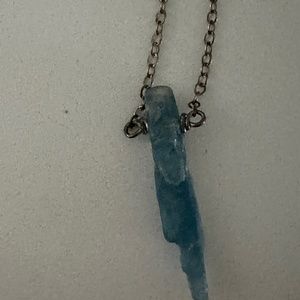 Blue kyanite necklace on silver chain
